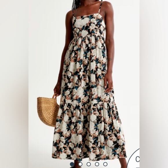 Abercrombie & Fitch Maxi dress XS Babydoll floral cottagecore strappy cotton - Picture 6 of 16